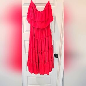 1. State Red Ruffled Tiered Sundress Spaghetti Strap